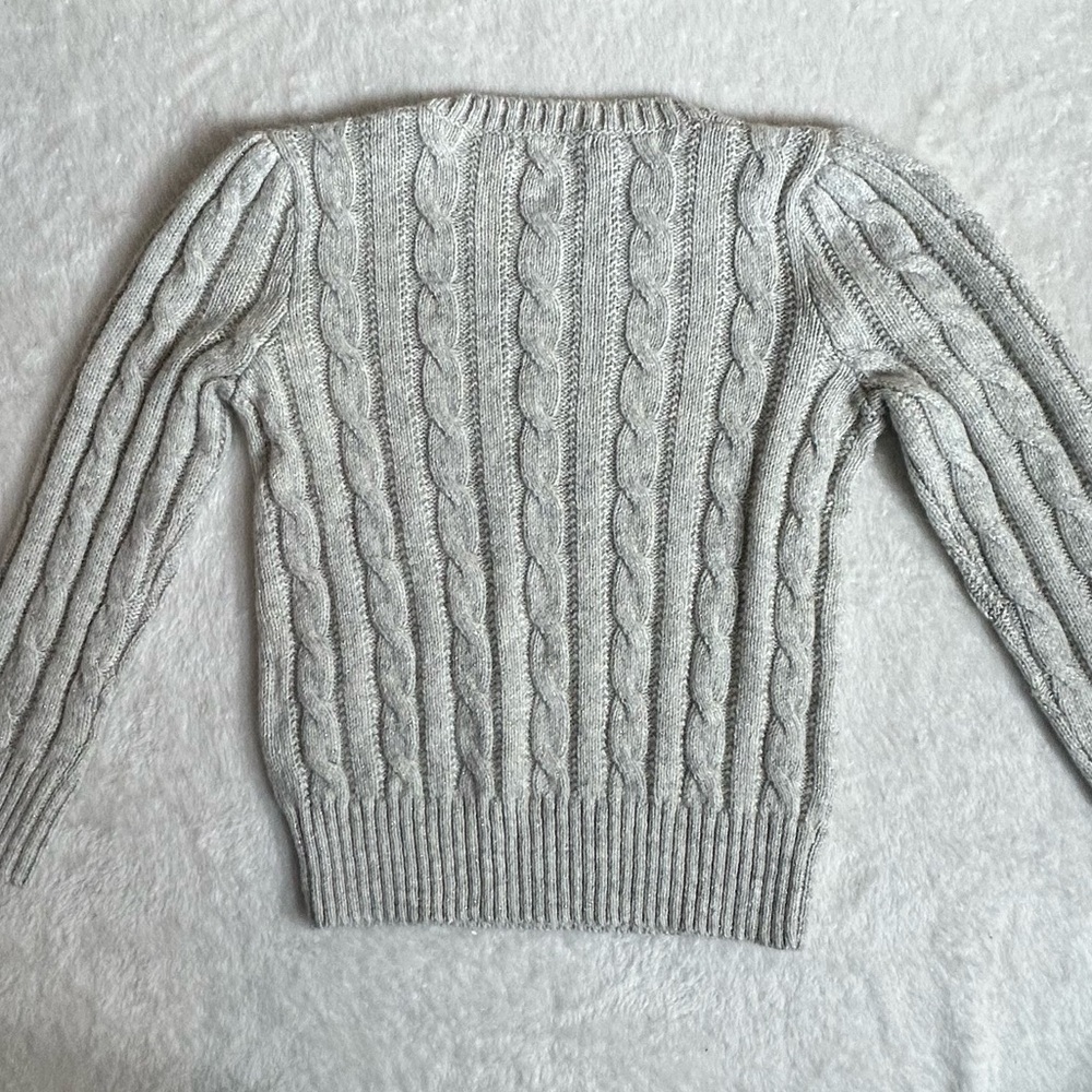 Polo by Ralph Lauren Gray Cable Knit Sweater with Gold Shimmer Girls Size 3 - Picture 3 of 7